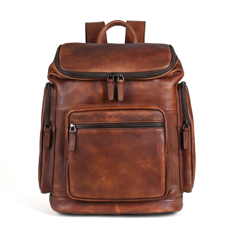 Double-layer Cowhide Backpack For Men